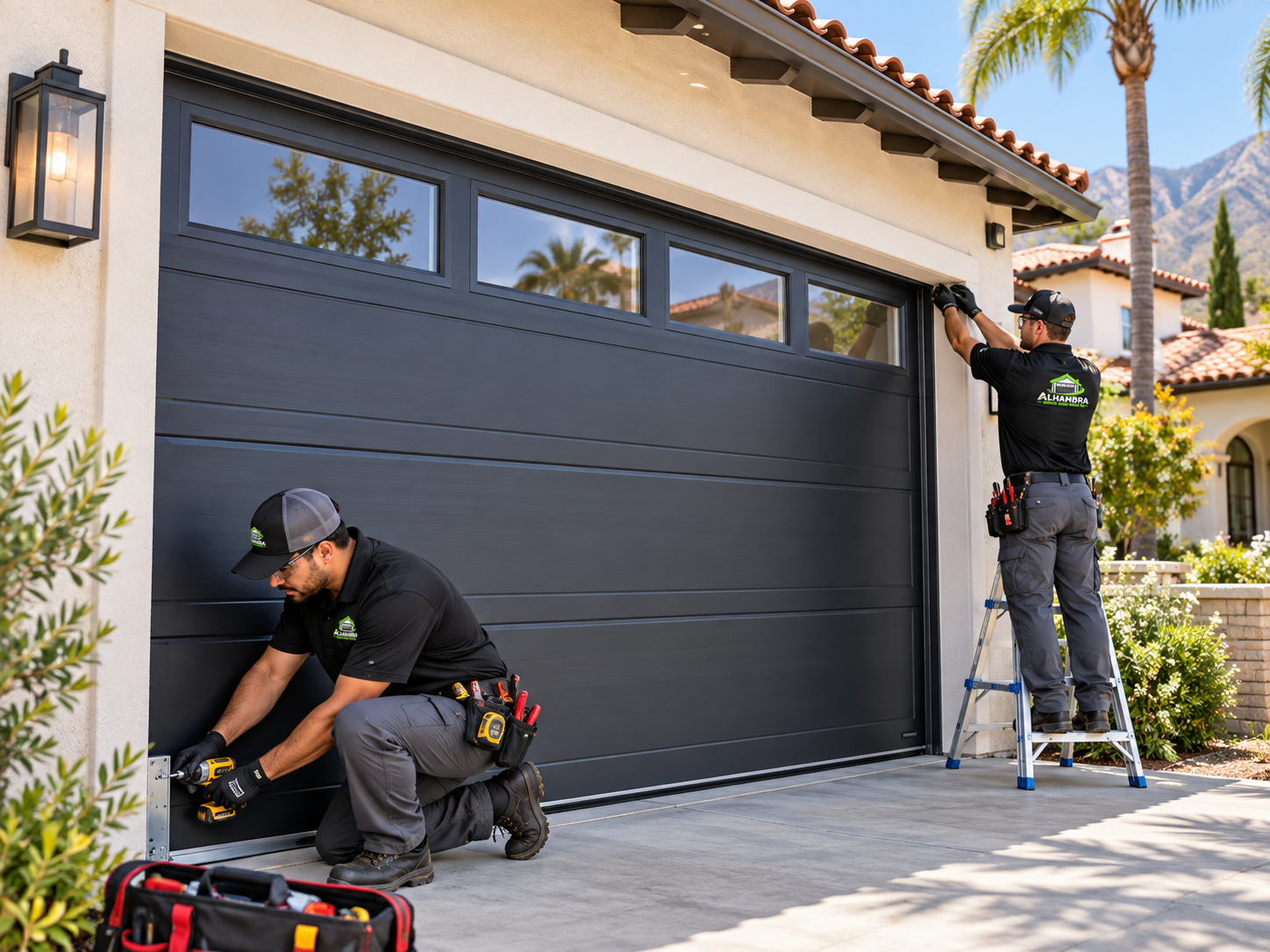 New residential garage door installation in Alhambra California